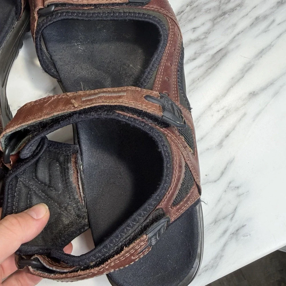 ECCO Yucatan Men's 45 US 11 Brown Nubuck Leather Hiking Walking Sport Sandals